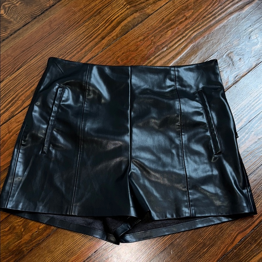 Primark Black Leather Shorts